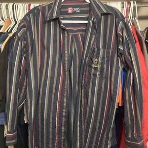 Chaps Ralph Lauren Blue Multicolor Striped Button-Down Shirt Men's Size L